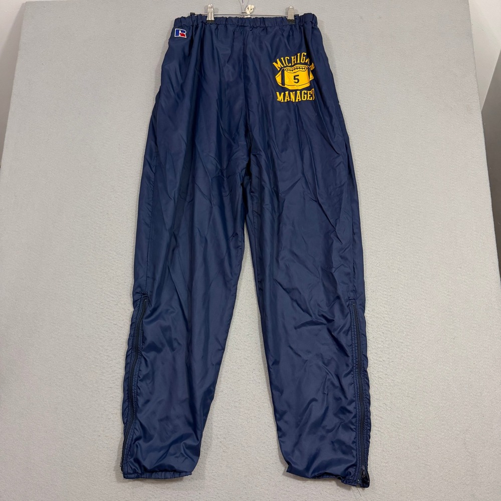 Vintage Russell Athletic Pants XL Blue Michigan Manager Football Track 90s UofM